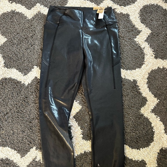 PINK Victoria's Secret Pants - PINK Victoria's Secret Black Shiny Leggings